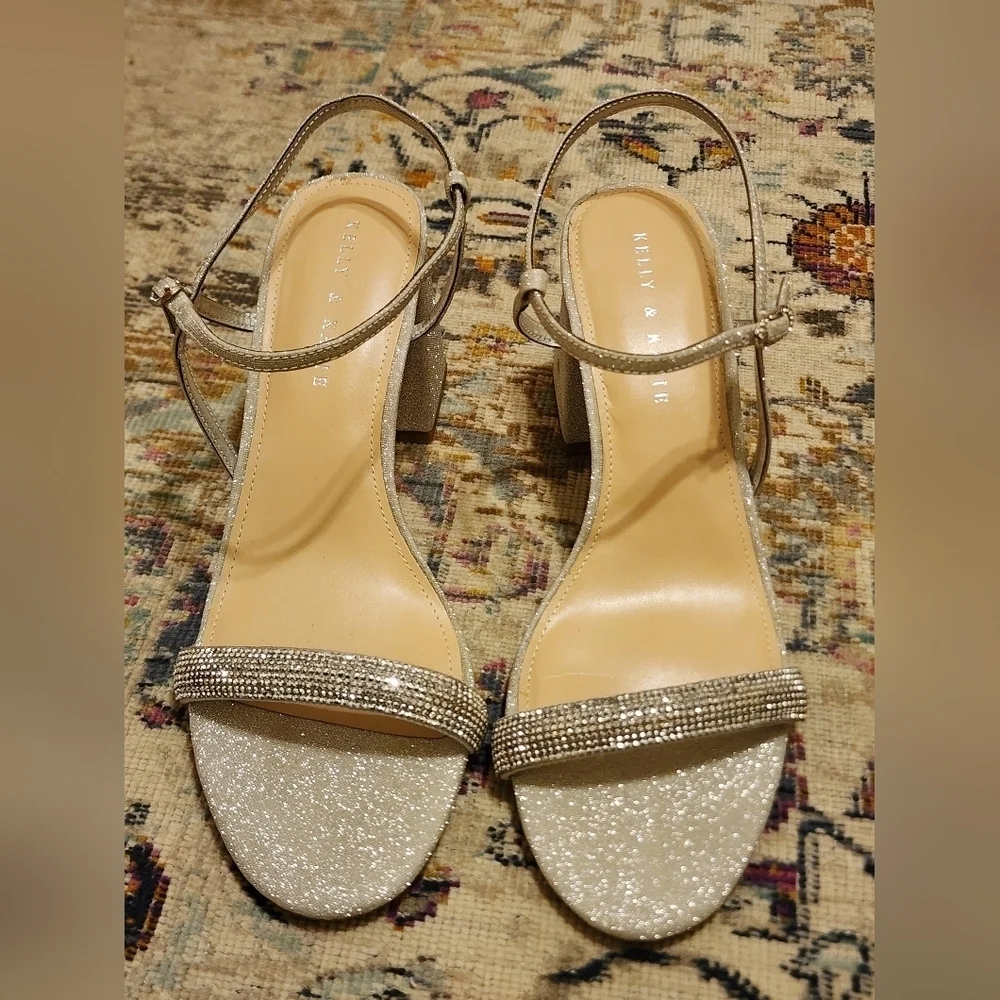 Kalley & Katie Silver Glitter Women's Heels, Size 11